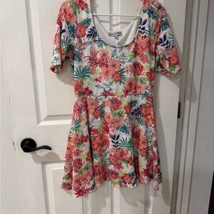 Almost Famous Floral Skater‎ Dress – Size L, Bright & Fun